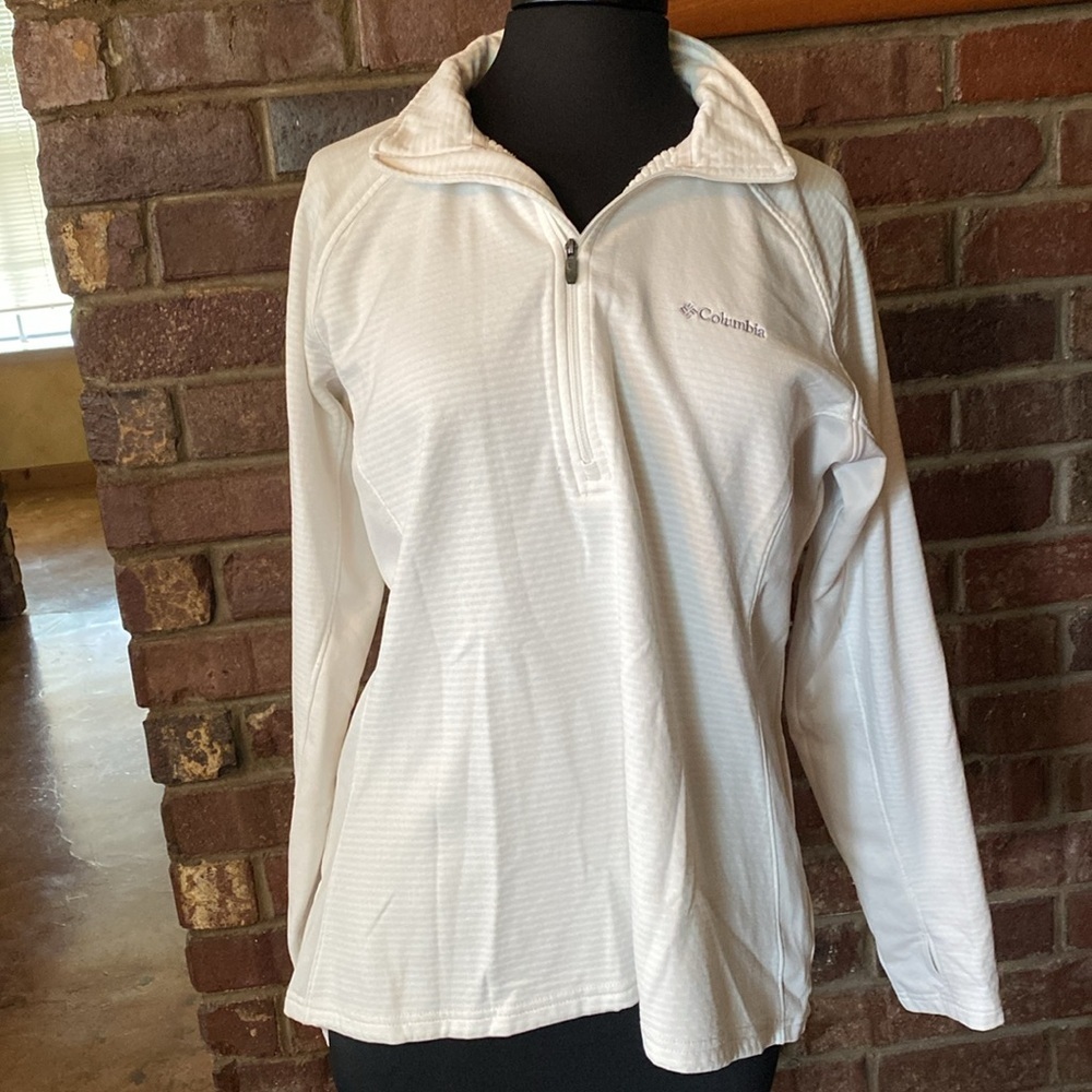 Columbia women’s cream 3/4 zip striped long sleeve micro fleece pullover